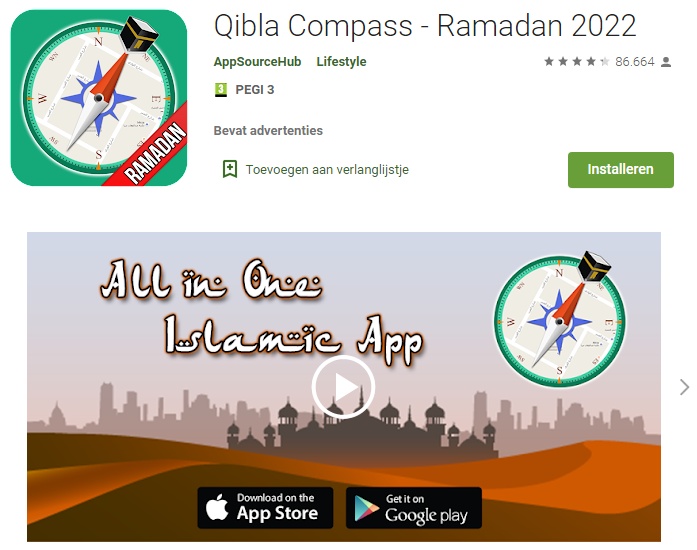 Knipsel Qibla Compass app lr